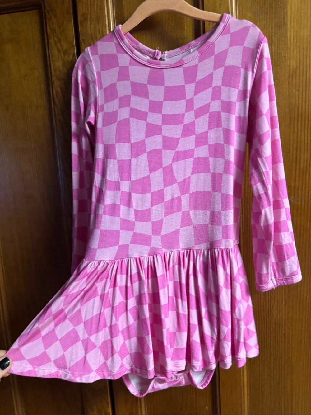 Bums & Roses Pink Checkerboard Ruffle Dress